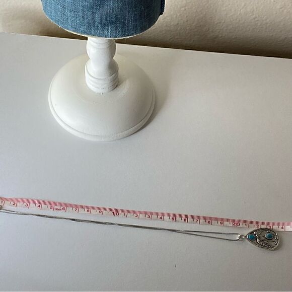 NWT Turquoise retro vintage style unisex necklace (pendant with S Plated chain - Picture 3 of 9